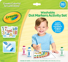 Crayola Washable Dot Markers Activity Set contents shown for hands-on learning.