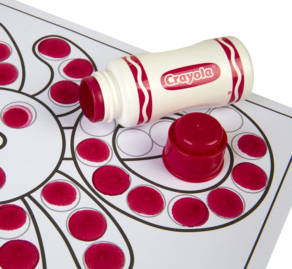 Crayola Washable Dot Markers easy cleanup from skin and clothing.