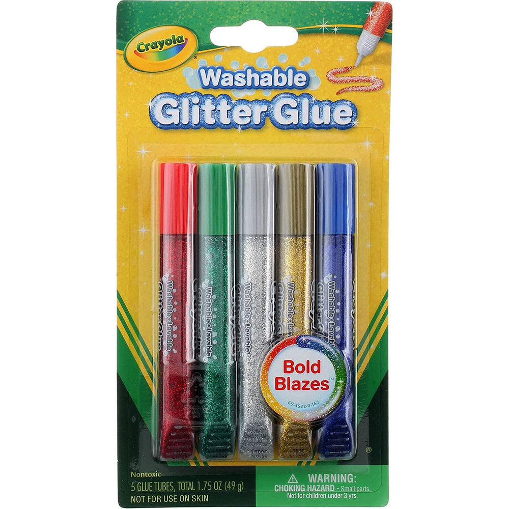 Crayola Glitter Glue Bold Blazes gold tube shines on gift tags and signs.