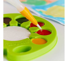 Crayola Watercolor Pop & Paint Palette refillable water brush for spill-free coloring.