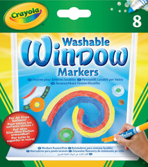 Crayola Window Markers in 8 colors for glass surfaces; washable ink for easy cleanup