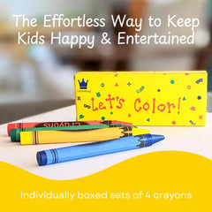 CrayonKing 25 boxed sets of four crayons highlight quick access for busy teachers.