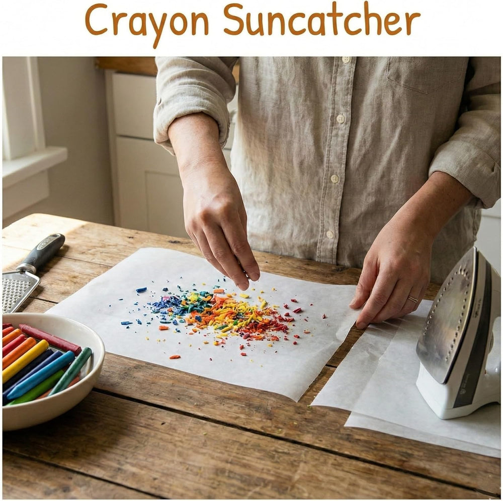 Kids enjoy Craytastic yellow unwrapped crayons during classroom crafts.