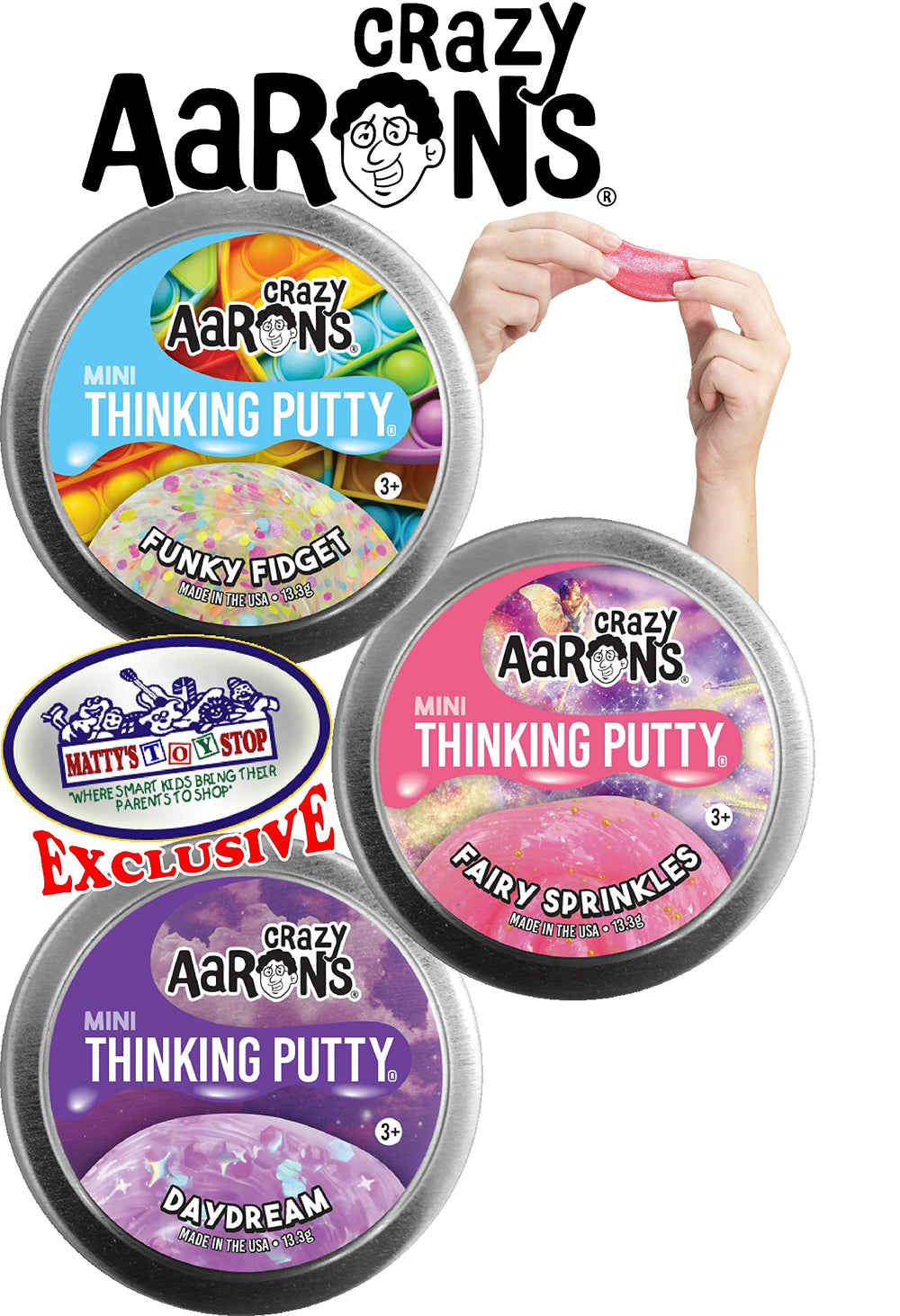 Crazy Aaron's putty mini tin Fairy Sprinkles for creativity and stretchable fun.