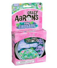 Crazy Aaron's Thinking Putty Baby Elephant in a USA-made tin for easy storage.