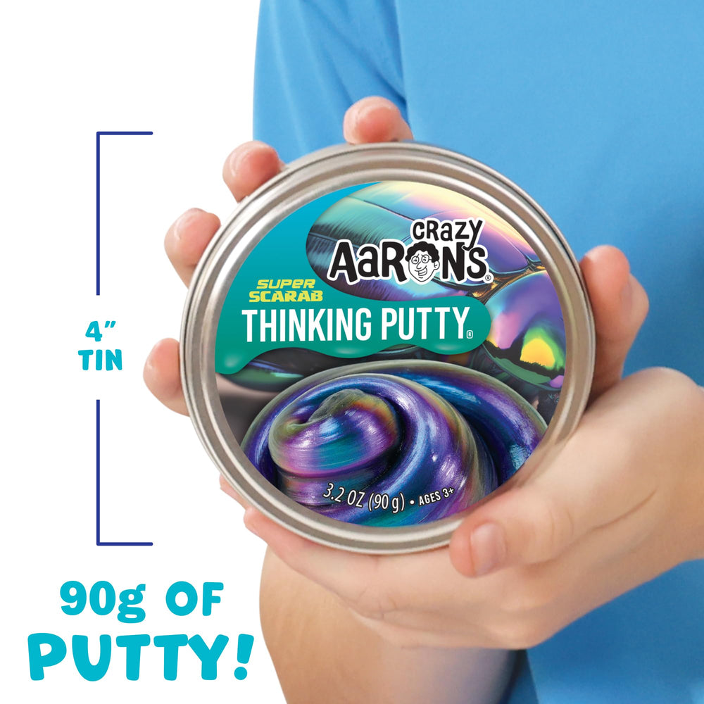 Stretching Crazy Aaron's Thinking Putty Super Scarab to reveal shifting hues and tactile texture