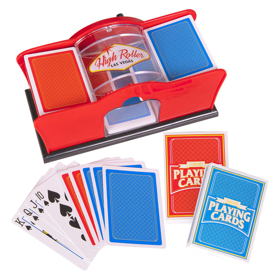 Crazy Games red manual card shuffler two-deck capacity for faster poker