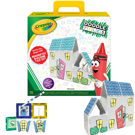 CreateOn Crayola Doodle Magnetic Tiles 24-piece set enables imaginative building anywhere.