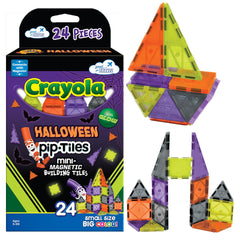 CreateOn Crayola Halloween mini PIP-Tiles glow closeup for night-time creativity
