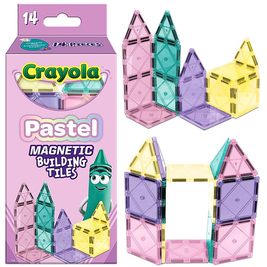 CreateOn Crayola magnetic tiles pastel colors spark creative play and color exploration.