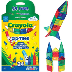 CreateOn Crayola Mini Magnetic PIP-Tiles bold colors set for imaginative building on trips.