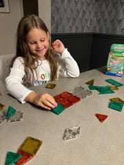 CreateOn Crayola magnetic tiles with kid-friendly handles for easy setup.