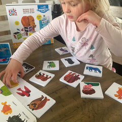 CreateOn Eric Carle two-sided tiles encourage color learning and building.
