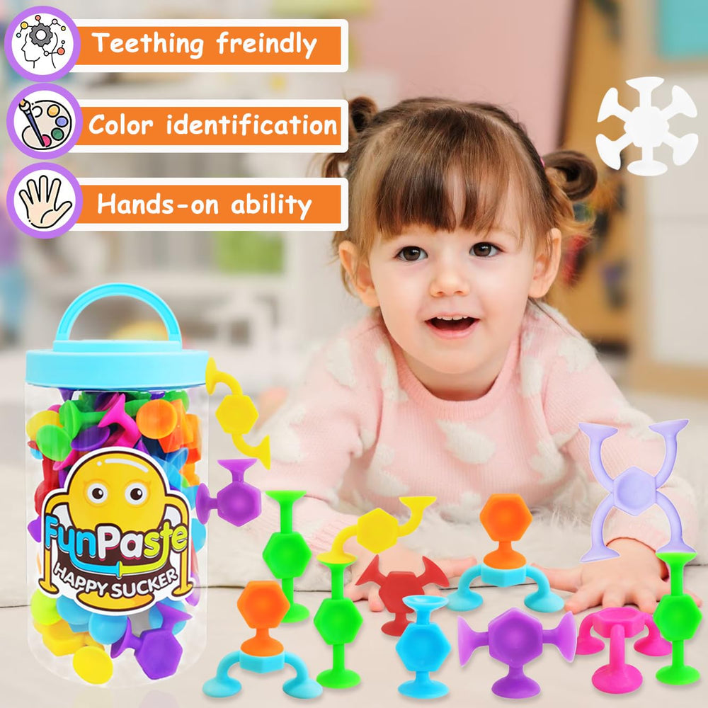 CreateView 48-piece suction toy set ready for bath, travel, and classroom activities