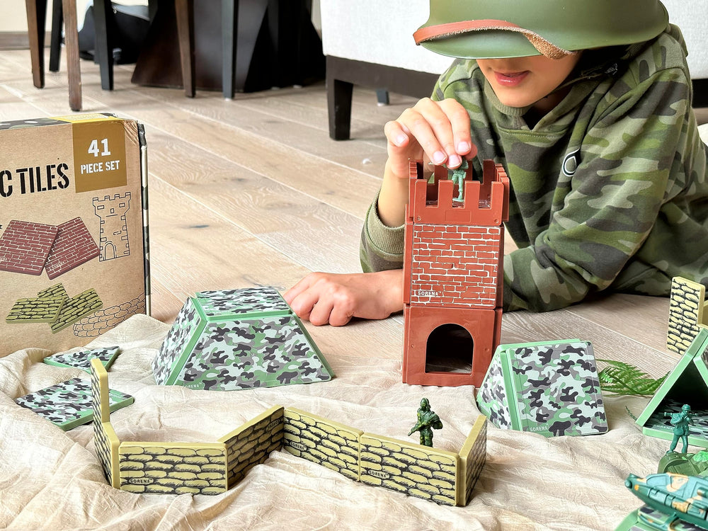 Creatiles army war tiles magnetic playset with vibrant colors for creative building sessions.
