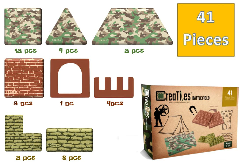 Creatiles WW1 WW2 inspired tiles build set supports imaginative battle scenes and learning.