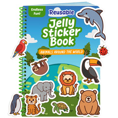 Creative Kiddos reusable sticker book cover with colorful jelly animal stickers for travel play.