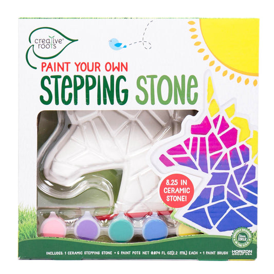 Creative Roots mosaic unicorn stepping stone ready to paint for kid-friendly creativity