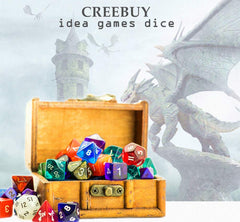 CREEBUY DND Dice Set eco-friendly acrylic material for rich color and durability.