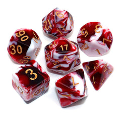 CREEBUY red and white DND dice set with gold numbers for easy reading