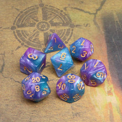 CREEBUY glitter polyhedral dice with easy-to-read golden numbers for gameplay