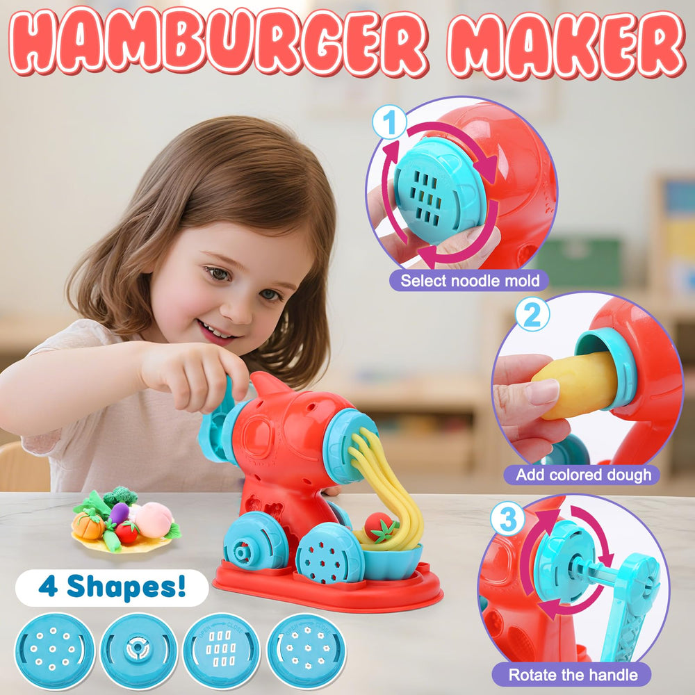 Crelloci 4-in-1 hamburger maker, kid-friendly kitchen play.