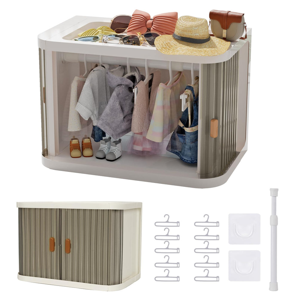 Creproly doll wardrobe foldable cabinet showing compact storage for doll outfits