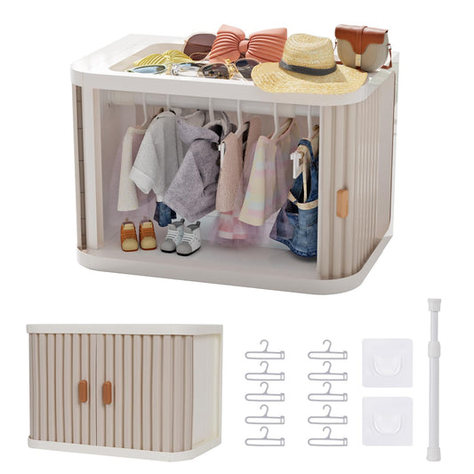Creproly doll wardrobe foldable cabinet keeps outfits tidy and accessible.