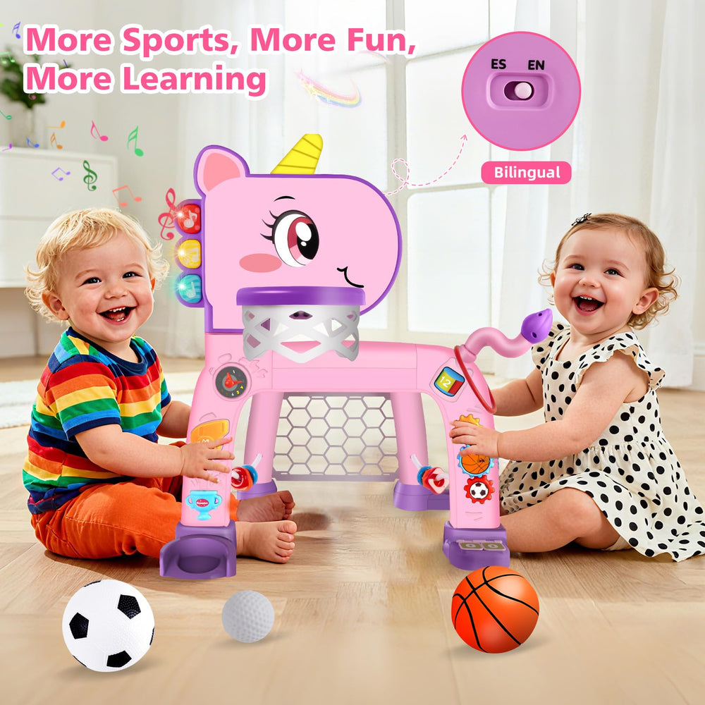 Cretargio Unicorn Sports Center durable BPA-free construction supports safe play.