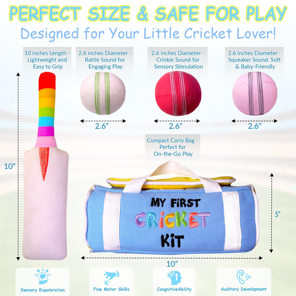 CRICBABY My First Cricket Kit crinkle ball red invites tactile discovery.