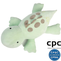 Crillop CPS-certified weighted dinosaur plush confirms safety and materials.