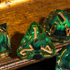 CRITALLIC d10 sharp edge dice with visible tens help gauge percentile results.