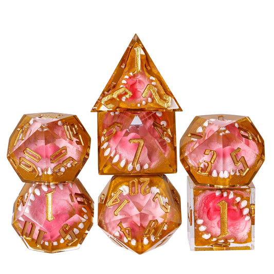 CRITALLIC Tooth Monster Dice Set 7pc close-up for immersive D&D sessions.