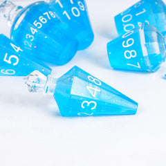 CRITALLIC potion dice blue bottle-2 highlights the translucent cap for striking display during play.