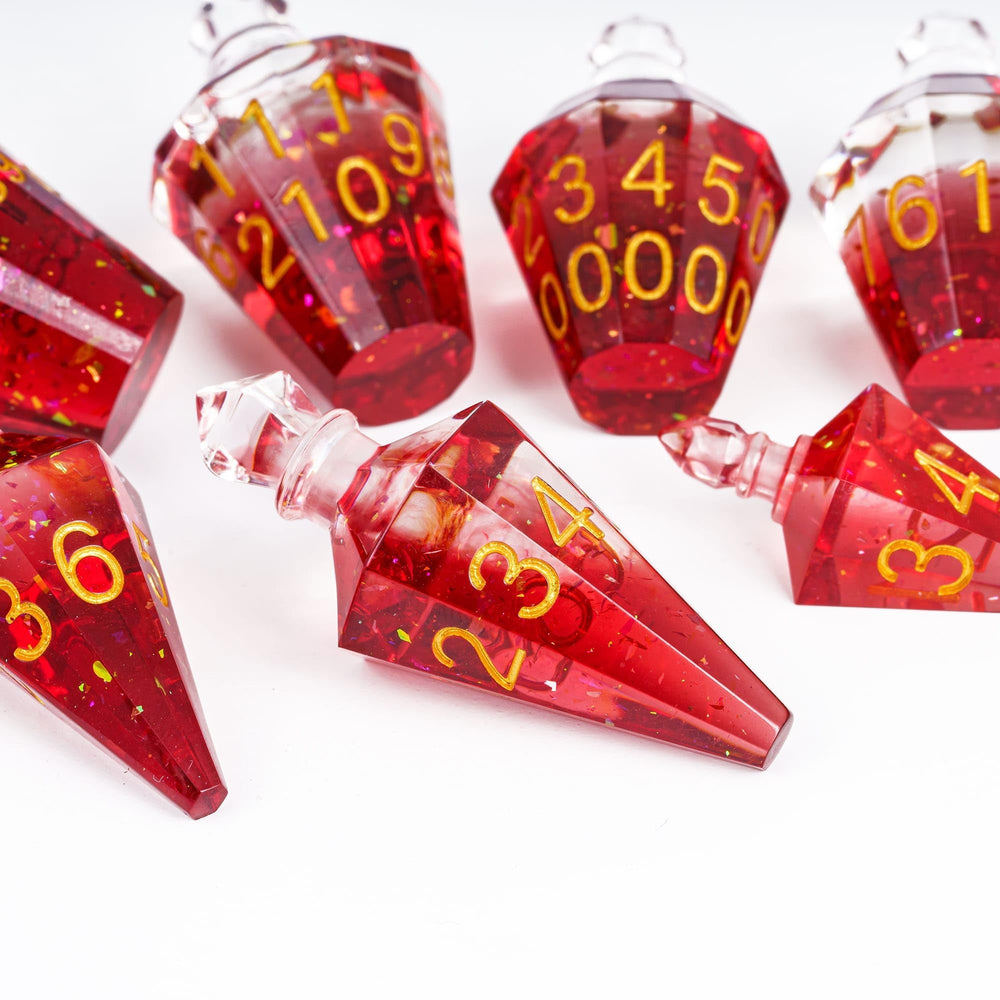 CRITALLIC sharp-edge dice close-up, highlighting precision for smooth, reliable rolls.