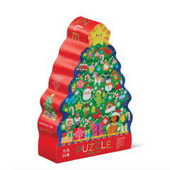 Crocodile Creek 24pc Puzzle Christmas Tree box image for family activity