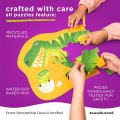 Crocodile Creek Large puzzle pieces fit small hands for easy handling during play.