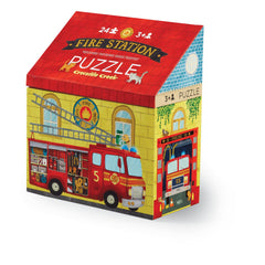 Crocodile Creek Fire House puzzle box with bold colors sparks imaginative play.