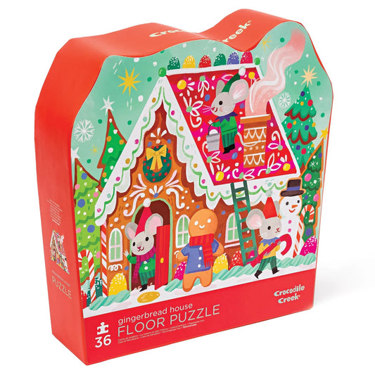 Crocodile Creek gingerbread-house floor puzzle for family fun and exploration.