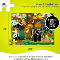 Crocodile Creek Jungle Friends floor puzzle assembly on floor, family time prompts collaboration.