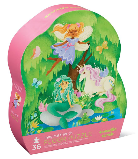 Crocodile Creek Magical Friends 36-piece floor puzzle image showing whimsical characters for imaginative play
