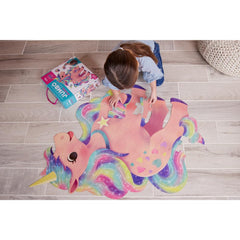 Crocodile Creek unicorn puzzle laid on the floor supports imaginative play.