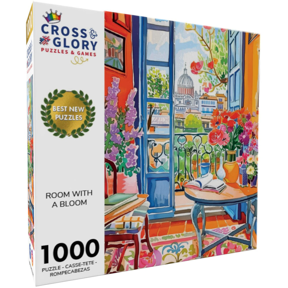 Cross & Glory flowers spilling into room closeup highlights vivid colors for crafting