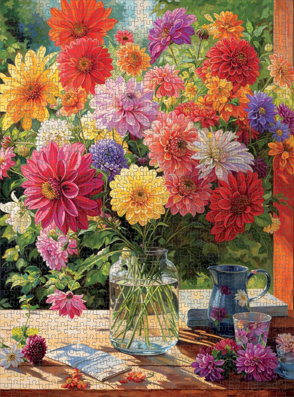 Cross & Glory Rainbow Dahlia Delight eco-friendly board, recycled materials support sustainable puzzling.