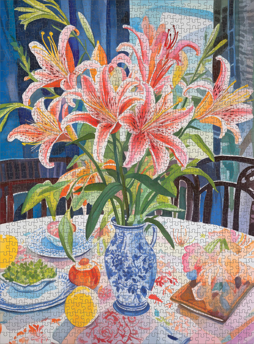 Cross & Glory Stargazer Lilies puzzle map included to guide your assembly.