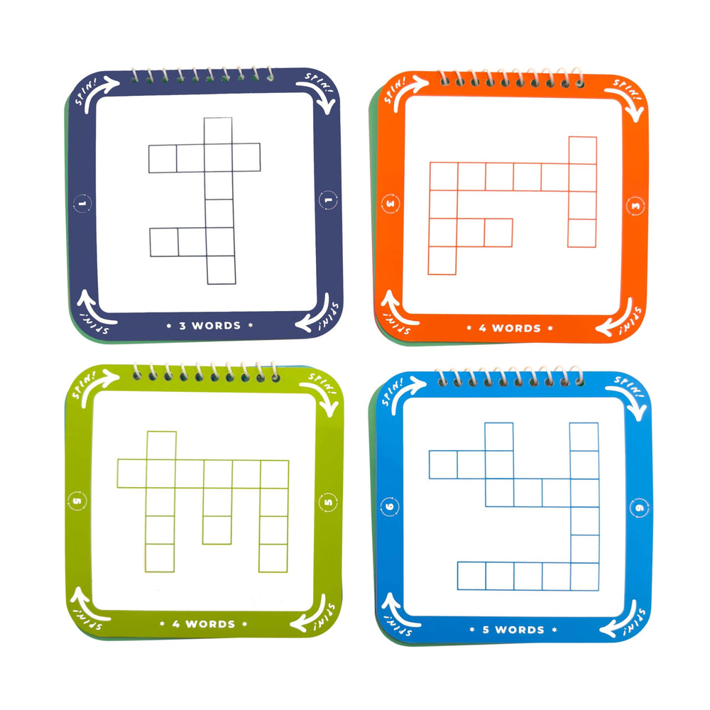 Cross Spin puzzle booklets featured for bite-sized rounds and fast play.