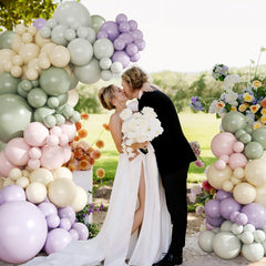 Crossfingers assembled balloon arch showcasing a full wildflower-inspired setup