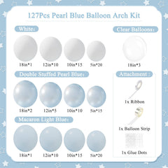 CROSSFINGERS balloon arch kit color palette pearl blue and macaron blue for elegant decor