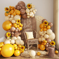 CROSSFINGERS bee balloon arch kit mustard-yellow balloons for a bright entrance