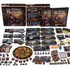 CrowD Games City of the Great Machine heroes miniatures on a dynamic battlefield for tactical play.